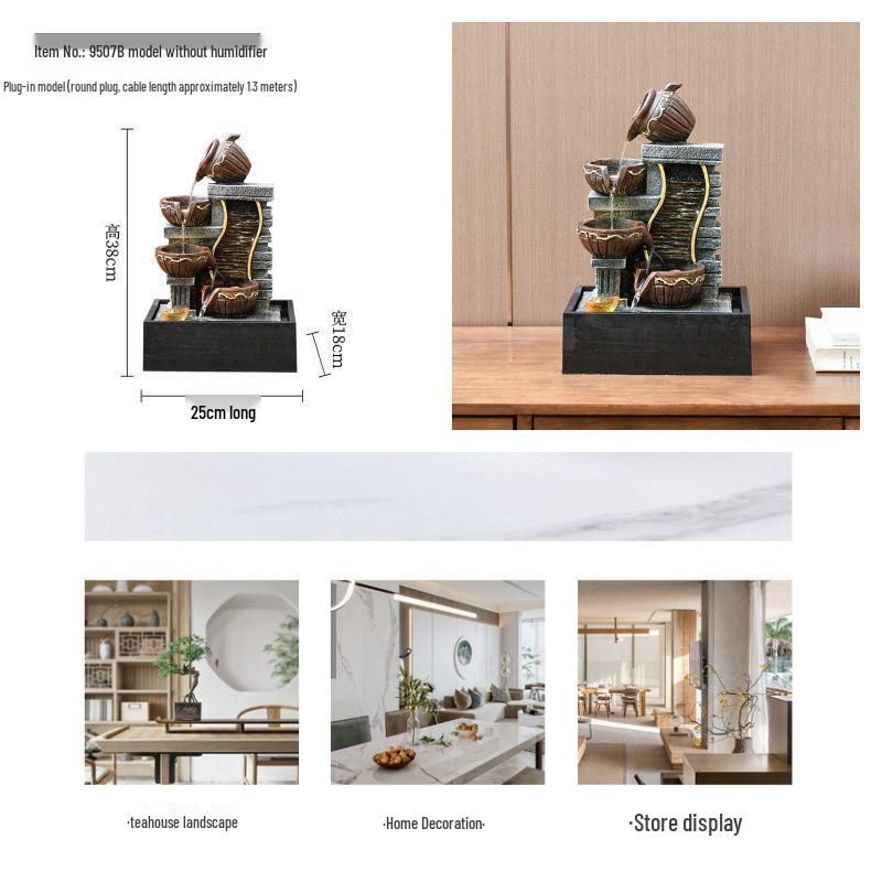 Popular Resin Water Feature: Small Zen Desktop Fountain for Wealth and Tranquility