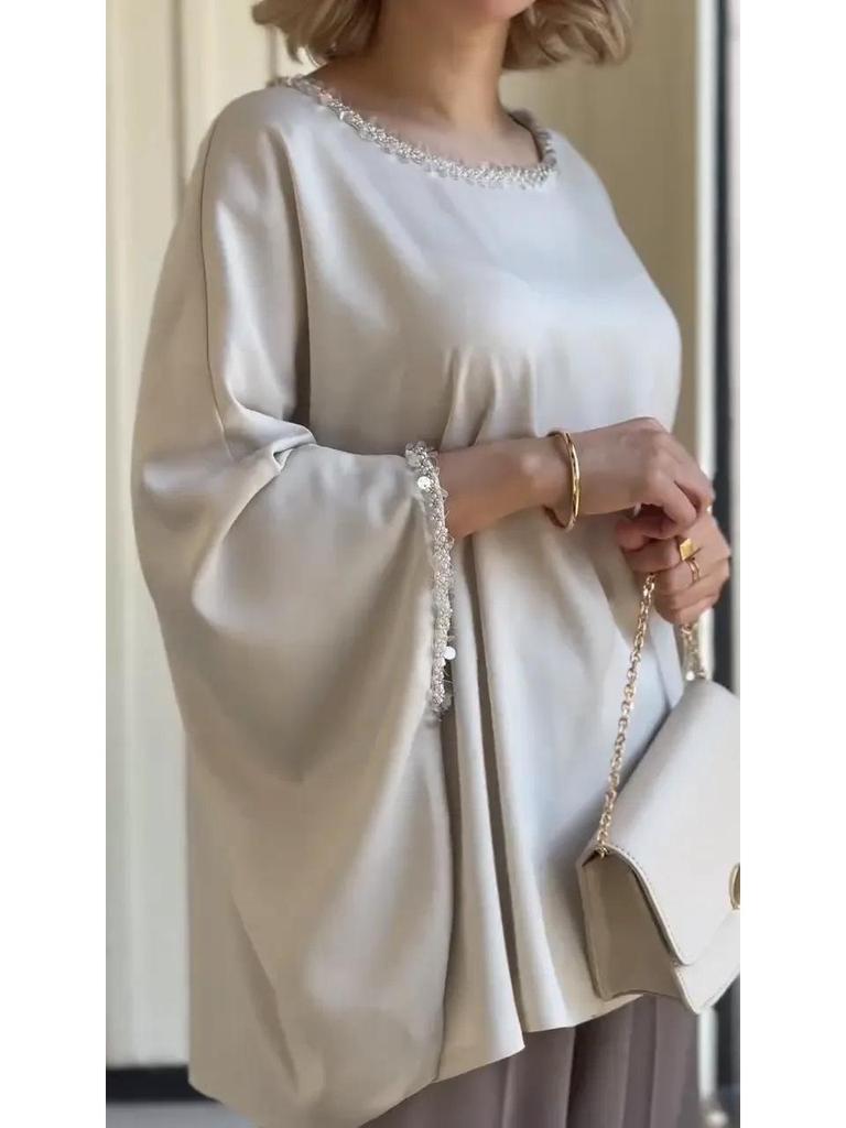 2025 European & American Acetate Casual Two-Piece Suit: Comfy Round Neck, Hot Drill, Long Sleeve for Versatile Commuting