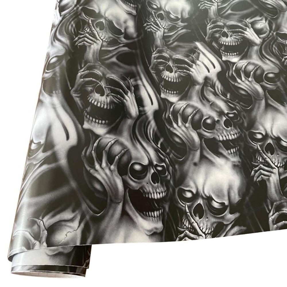 Skull Car Stickers Wrap Vinyl Film Self-Adhesive Modification Motorcycle Body Stickers Cartoon Printed