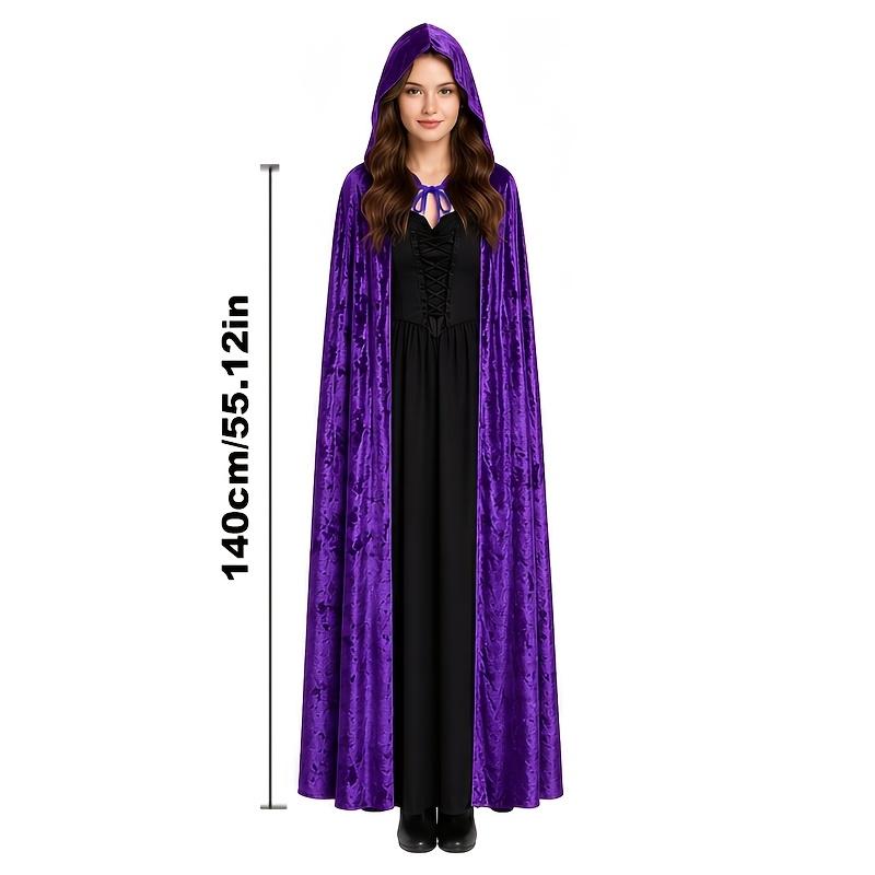 1Pc Velvet Hooded Cape, Halloween Cloak Robe Unisex Witch And Elf Cosplay Accessory Suitable For Costume Masquerades, Devil And Vampire Dark Outfits