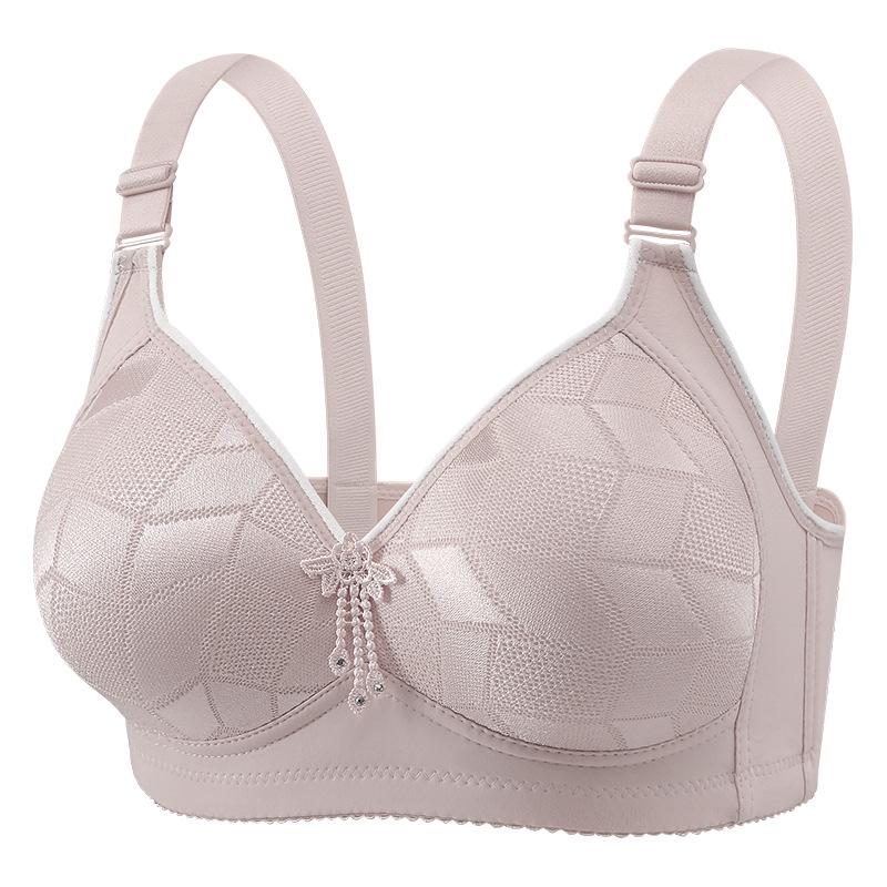 Large Size No Steel Ring, No Magnetic Jacquard Smooth Surface Bra, Comfortable and Breathable, Gathering Beautiful Back, Women's Underwear