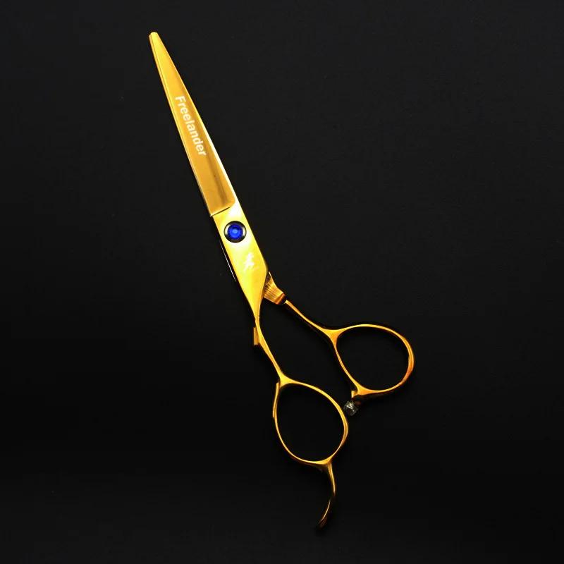 Forbici professionali per mancini da 6'', dorate, per tagliare i capelli, sfoltire, set di forbici da parrucchiere