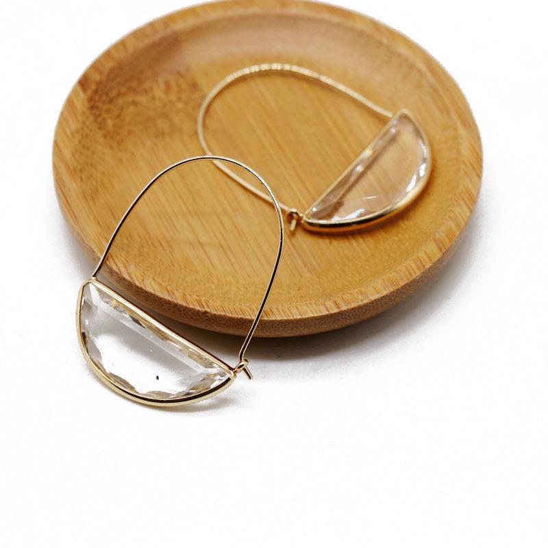 Green Translucent Japanese & Korean Semicircular Crystal Earrings - Versatile & Stylish for Women