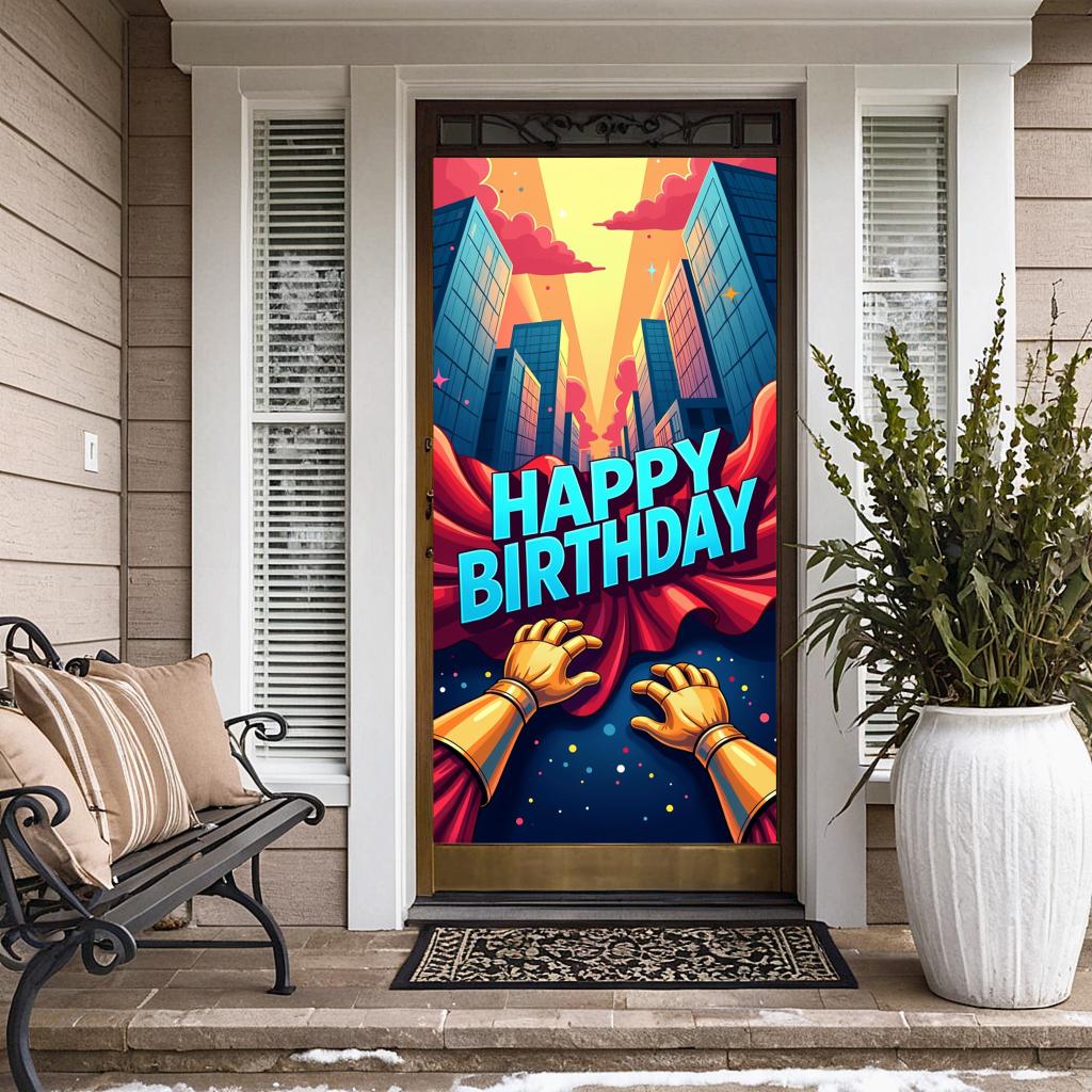 Urban City Banner Superhero Theme Party Backdrop For Special Occasion Indoor Decoration Photo Backdrop