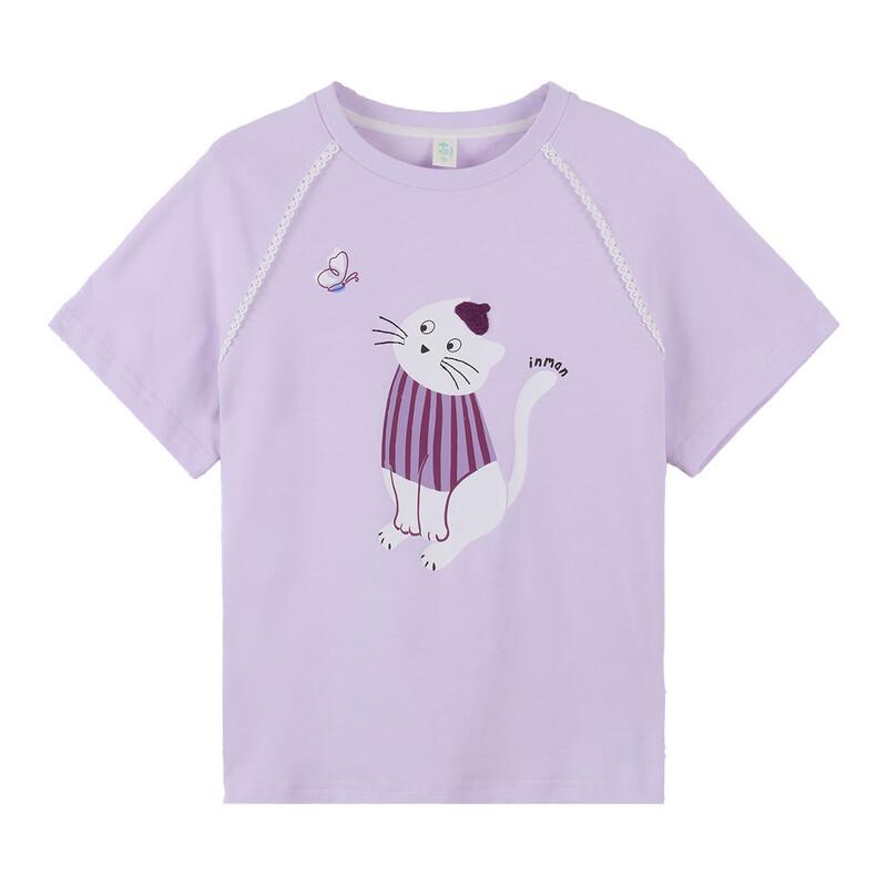 Xiaoyinnan Girls' Cloud Cotton Printed Short-Sleeve T-Shirt