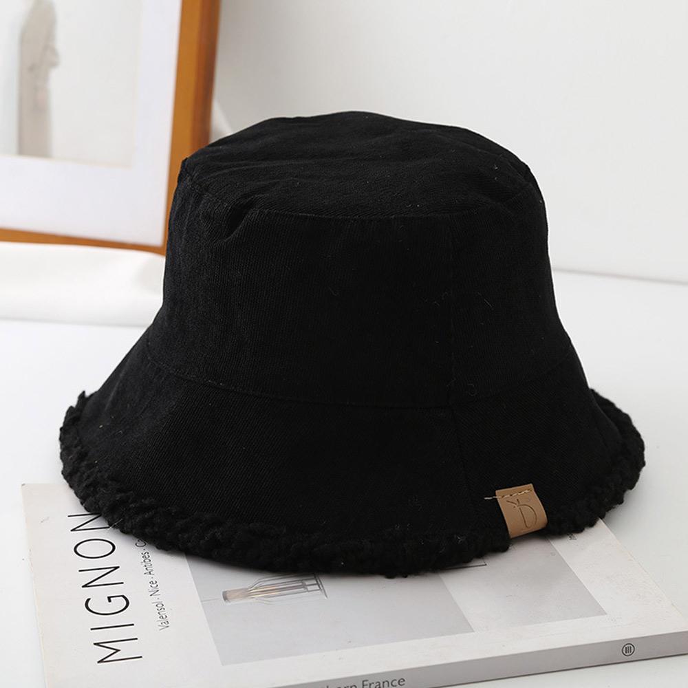 Soft Winter Bucket Hat Lambswool Cold Weather Panama Hat Trendy Corduroy Beanies Cap  for Women