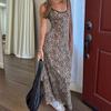 Spring Fashion Women's Dress Socialite Ethos Elegant Slim Leopard Print Halter Dress