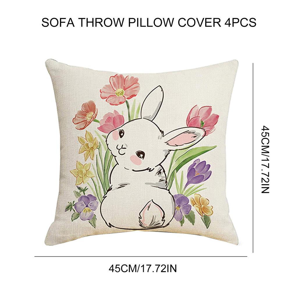 2/4Pcs Easter Printed Decorations Pillow Case Washable Decorative Cushion Sleeve 18x18in for Bedroom Sofa Living Room Couch Bed