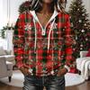Women's Fashion Christmas Print Long Sleeve Hooded Pullover Sweatshirt Top