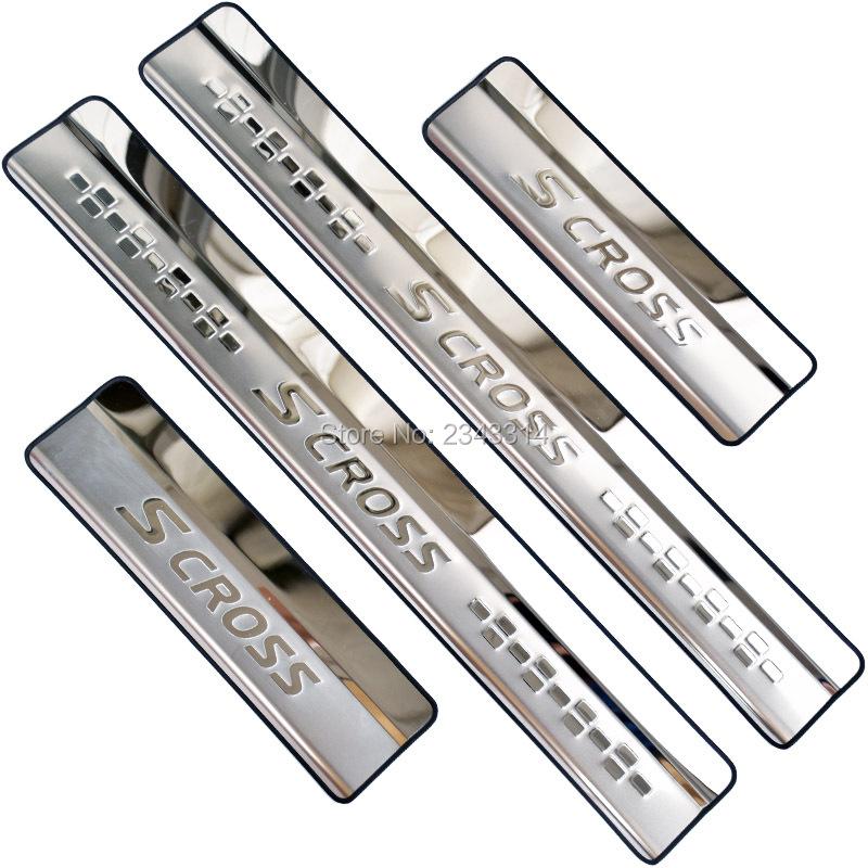 For Suzuki SX4 S-Cross SCross 2025 2024  -2014 Stainless Car Door Sill Kick Scuff Plate Protector Trim Styling Accessory