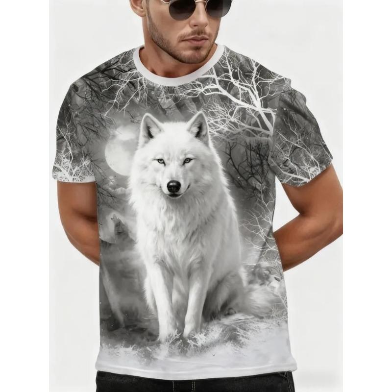 Men's Casual Short Sleeve Printed Crew Neck Pullover Men's Slim Fit T-Shirt
