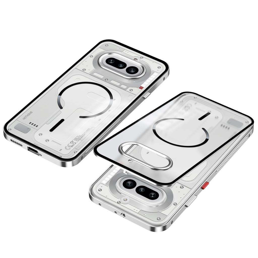 Coque Pour Nothing Phone 4A Pro Phone 4A Alliage d'Aluminium Cadre Métallique Pare-chocs Acrylique Givré Cover de Recharge Sans Fil Magsafe