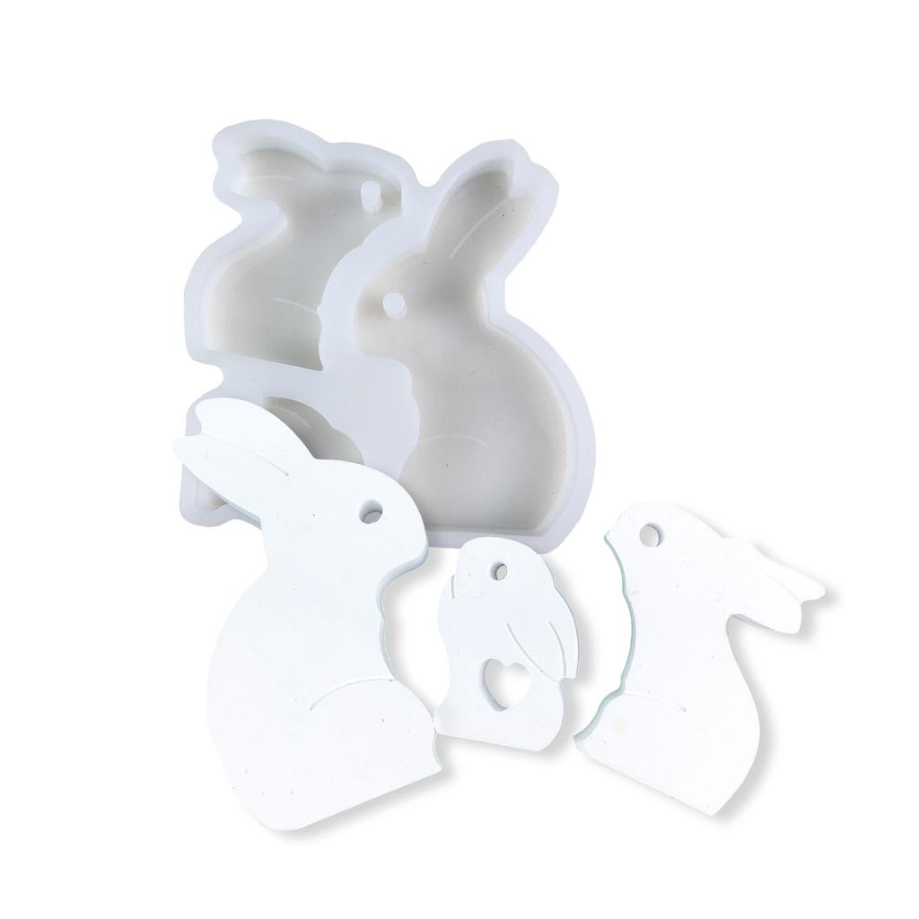 Desk Ornament Mould Flexible Silicone Mold for 3 Rabbit Family Figurine Decoration Gypsum Mold Jewelry Making Supplies