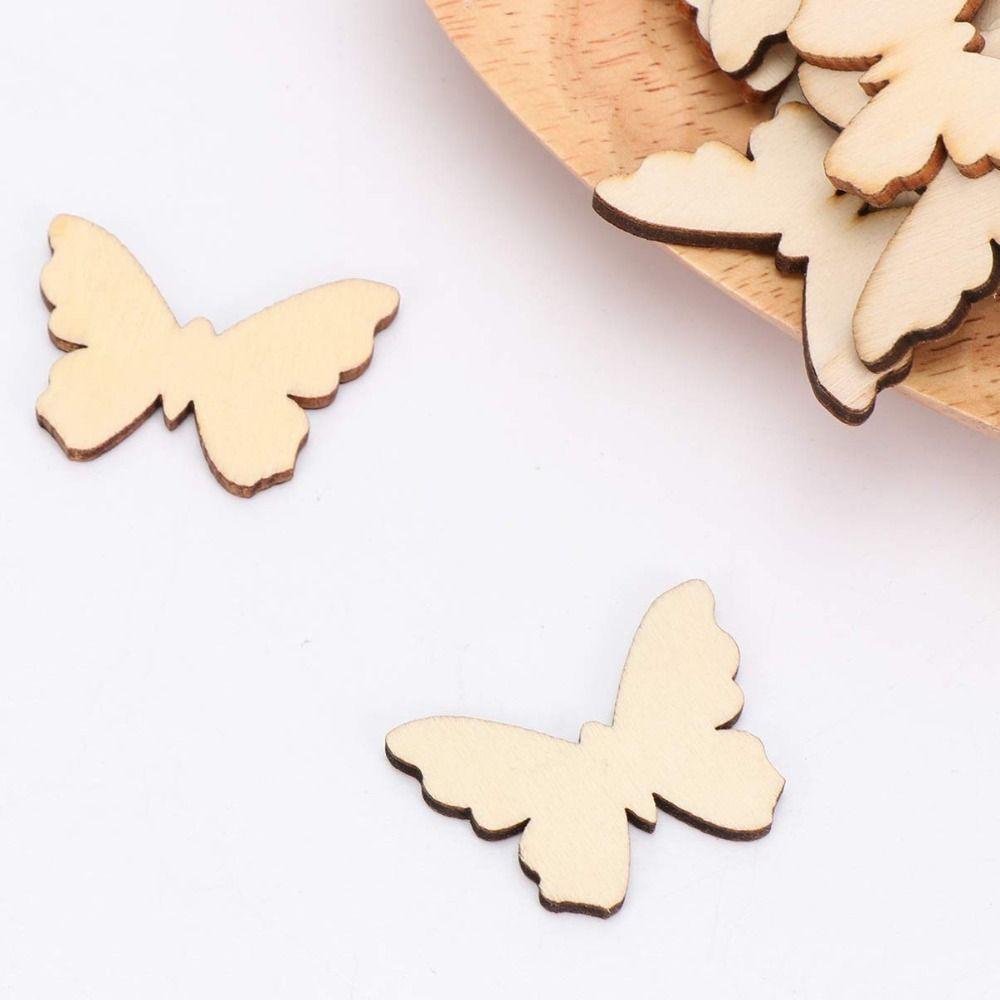 100 шт. Дерев'яні вирізки у формі метеликів Необроблене порожнє дерево Необроблені дерев'яні вирізки Домашня вечірка