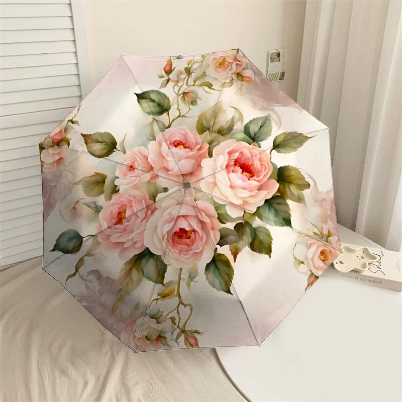 

1PC Floral PatternAutomatic Open/Close Umbrella with Windproof, 8-Rib Sturdy Canopy, Durable Ribs, Fashionable Design1230A