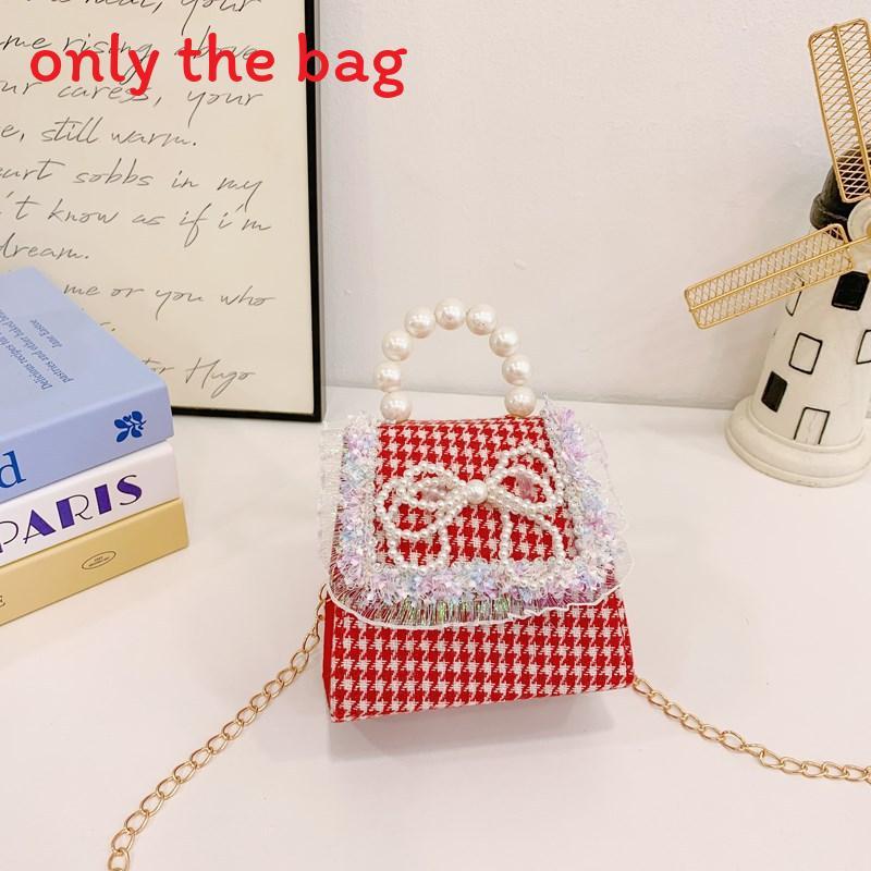 Melody Hello Kitty Puppen Dekor Schulter Crossbody Tasche Künstliche Perlenhenkel für den täglichen Gebrauch