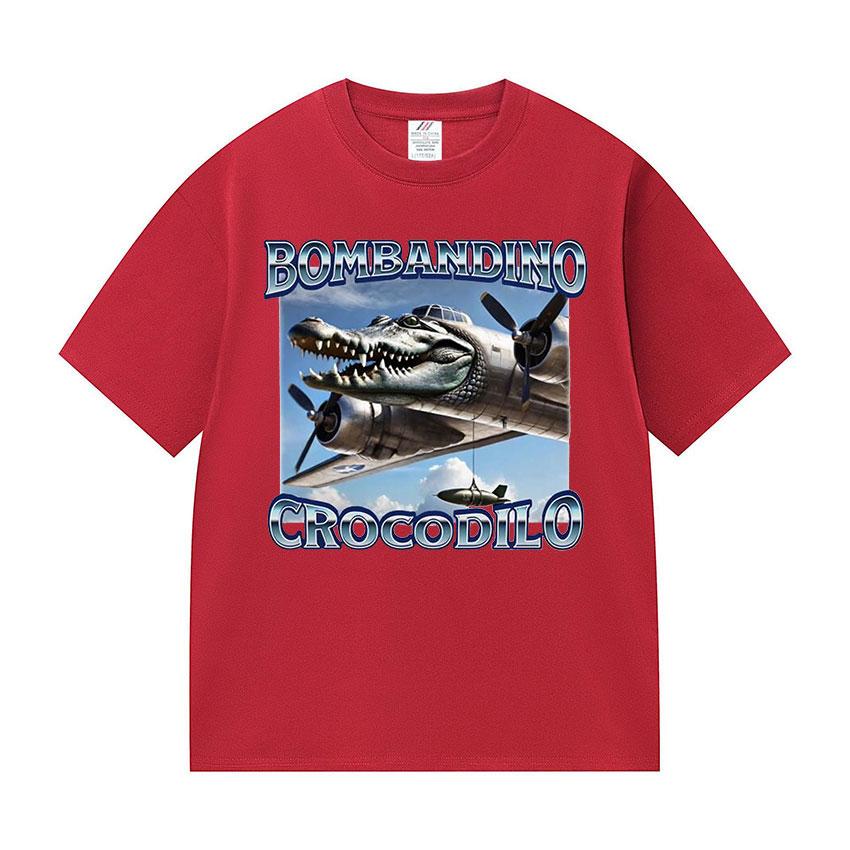 Bombardiro Crocodilo Meme Cerveau Pourri Drôle T-shirts Unisexe Femmes Vintage Impression Surdimensionnée T-shirt Unisexe été Haute Qualité T-shirt