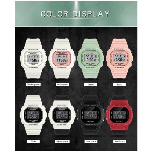 Un Bel Tocco Digital Watch for Men and Women with Alarm, Stopwatch, LED Backlight, and 8 Colors (New Black)