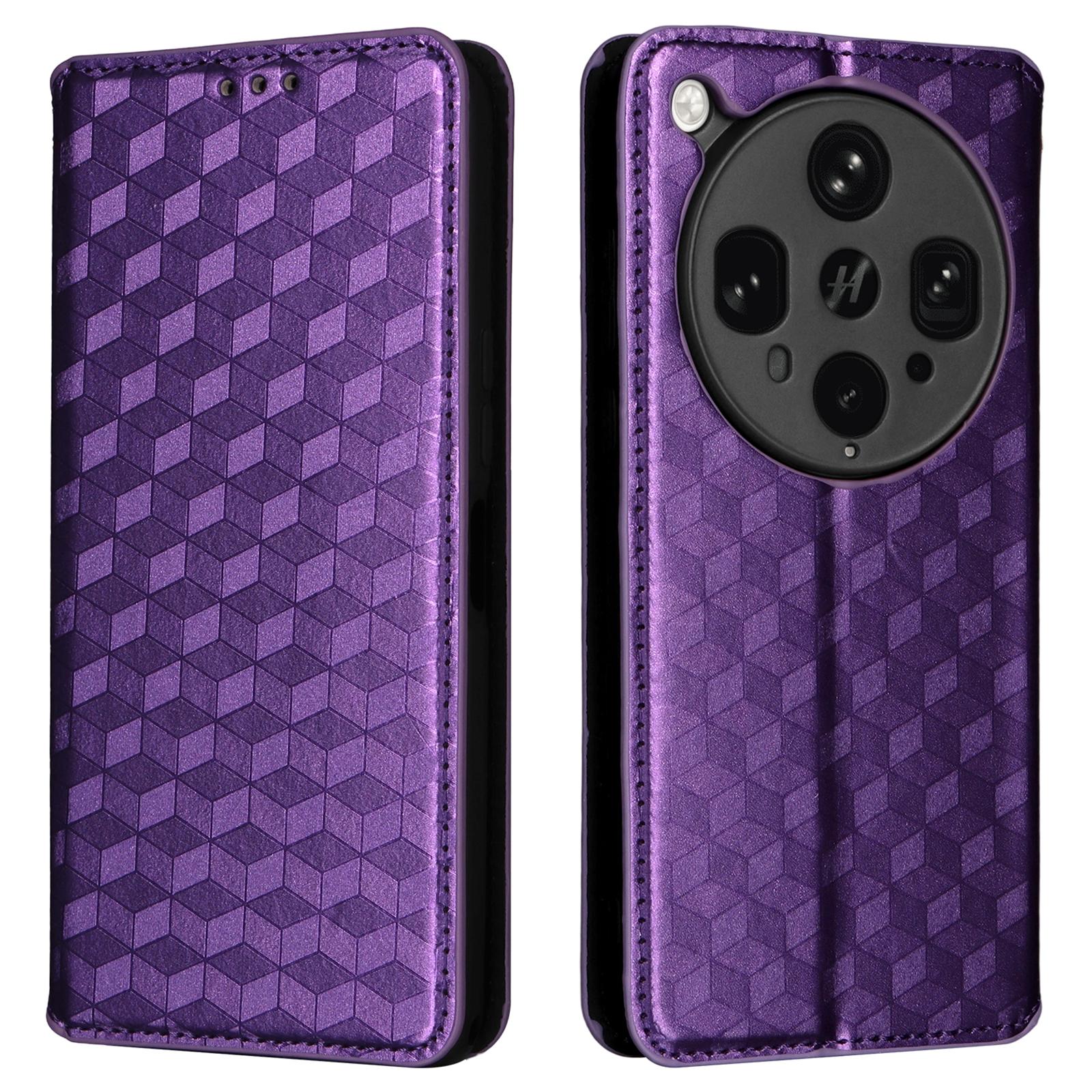 

Для Oppo Find X8 Ultra 5G Чохол-гаманець Ромбоподібний Тиснений Шкіряний Чохол для Телефону Purple