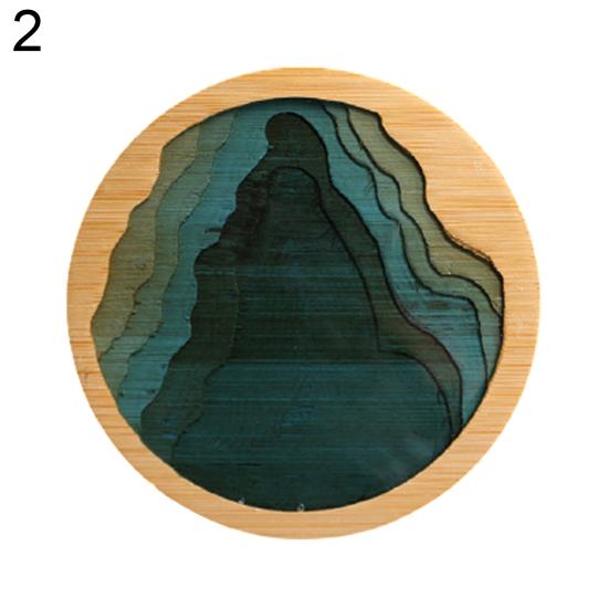 Żywica epoksydowa Przezroczysta bambusowa podkładka izolacyjna Landscape Coaster Cup Holder Mat