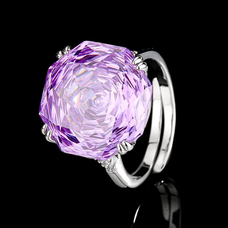 

Jewelry Copper Bottom Gold-Plated Simulation Blue Spinel Ring Main Stone 16Mm