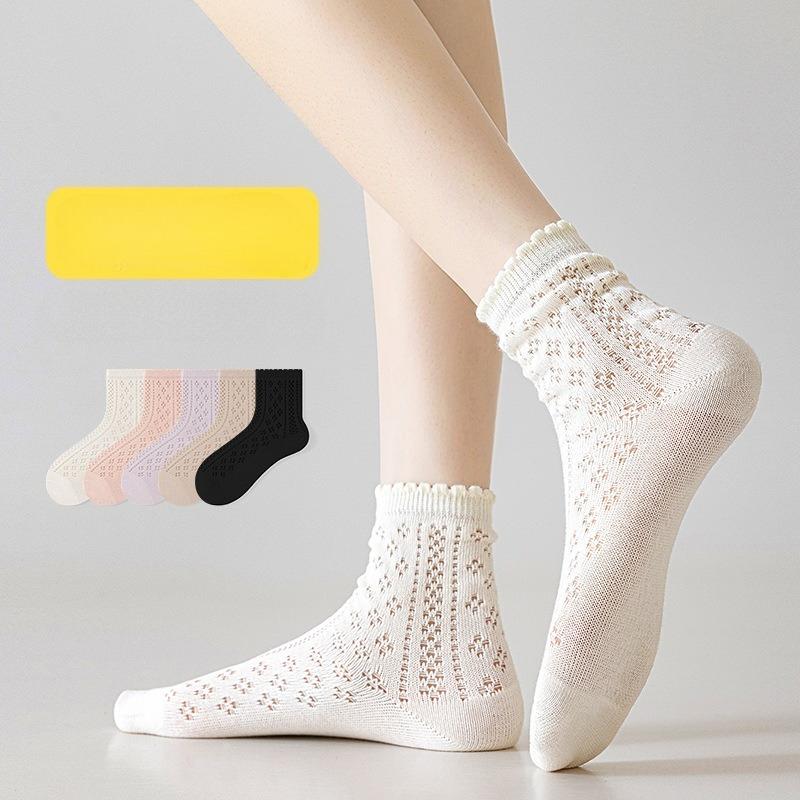 Calzini Donna Estivi Sottili Calzini a Tubo Medio Rete Traspiranti Calzini in Puro Cotone Assorbi Sudore, Deodoranti e Antibatterici Calzini in Pizzo Industria dei Calzini
