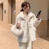 Winter Women's Korean Style Horn Button Imitation Rabbit Fur Coat, Loose Lambswool Fashion