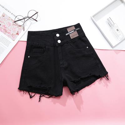 Youthful Comfortable Skinny Fashionable and Versatile Design Sense Denim Shorts Female Summer High-waisted Broken Holes Thin Niche Burlap Pants