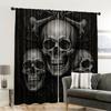 2pcs, 2D flat Window Treatment Curtains Gothic Triple Skull Versatile Polyester,Without Electricity Family Party Decoration