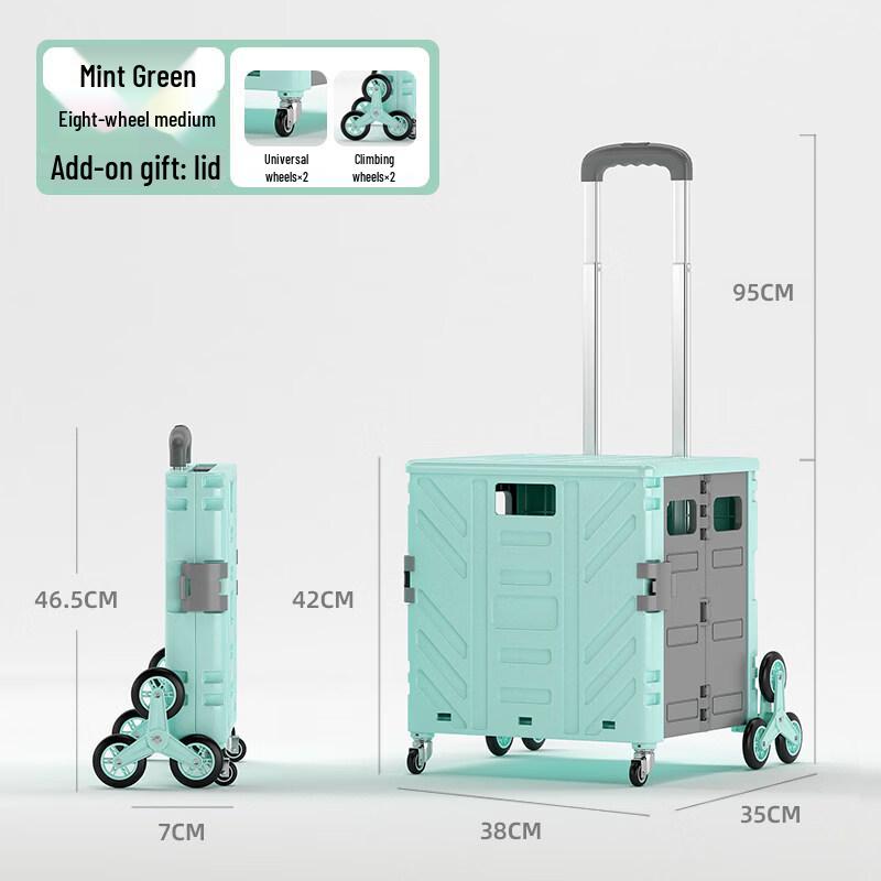 Foldable 8-Wheel Stair Climbing Shopping Cart