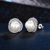 Mermaid Tear Imitation Pearl Wrapped Earrings Micro Pave Zircon Flower Studs Women