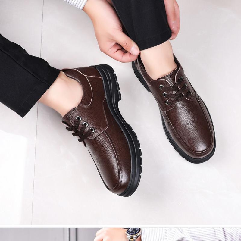 Men's Leather Shoes Trend Round Toe Wide Foot Formal Wear Business Casual Men's Shoes