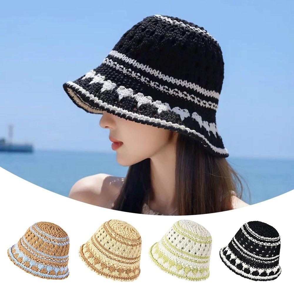 

Hollow Out Sun Hat Breathable Panama Travel Cap Fashion Bucket Hat Summer хакі