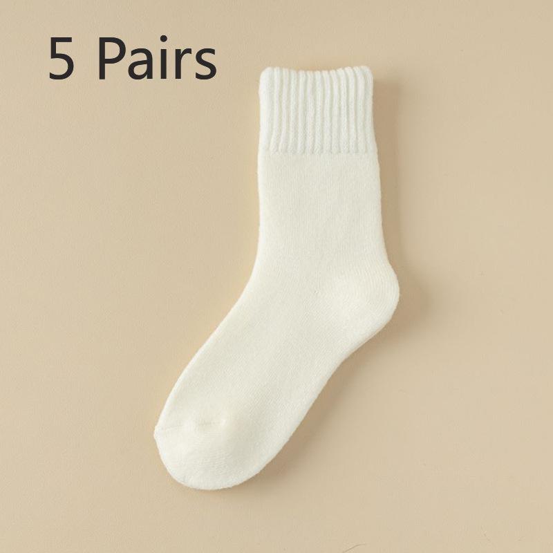 5 Pairs of Women's Autumn and Winter Fleece Thickened Warm Circle Wool Stockings