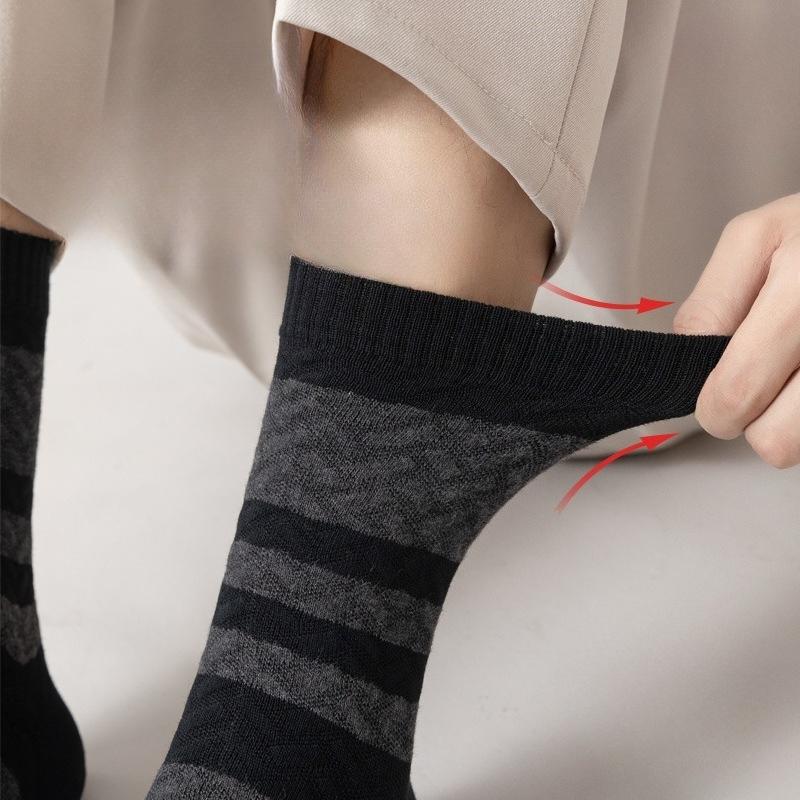 Herren Knochenlose Verdickte Reine Baumwolle Lange Socken, Winter Mid-Calf Socken, Baumwolle Antibakterielle und Deodorierende Baumwollsocken für den Winter