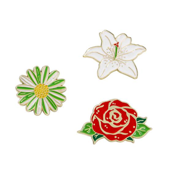 Decorative Brooch Enamel Flower Design Zinc Alloy Brooch Pin Clothing Bags Suit Lapel Badge Versatile