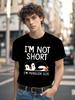 "Im Not Short Im Penguin Size Letter Animals Print T-shirt Crew Neck Short Sleeve T-shirt Casual Every Day Tops Wo Clothing "