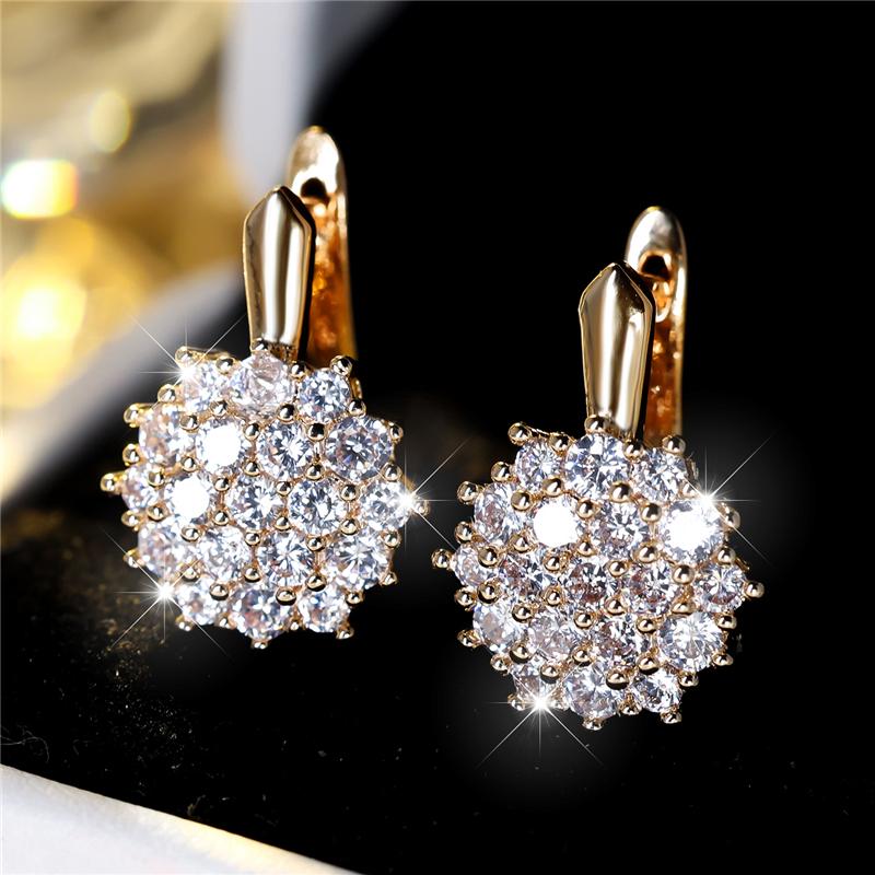 Cute Small White Zircon Stone Snowflake Hoop Earrings For Women Charm Female Silver Color Wedding Jewelry Gift