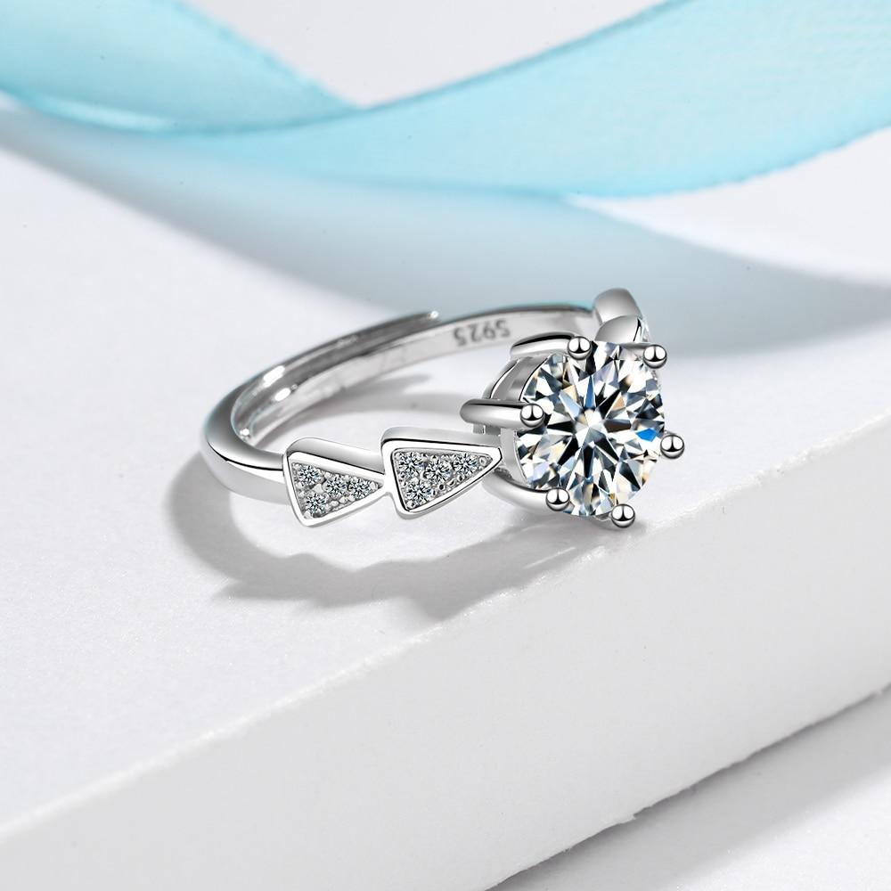 

925 стерлингового серебра новые женские модные ювелирные изделия высокое качество кристалл циркон шесть зубцов круглое простое регулируемое кольцо