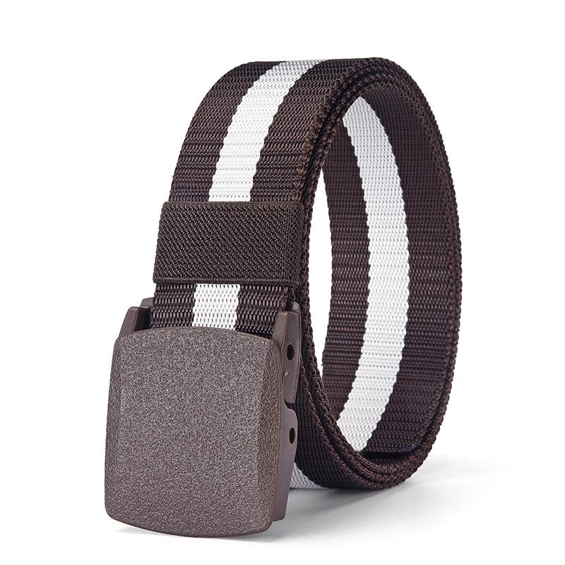 Men's Tactical Canvas & Nylon Woven Belt with Leather Trim - Elastic and High-End Accessory