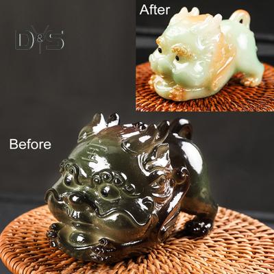 Color Changing Tea Pet Pixiu Resin Lucky Statue Kung Fu Tea Tray Decor Light Up Feng Shui Ornament Home Office Desk Gift