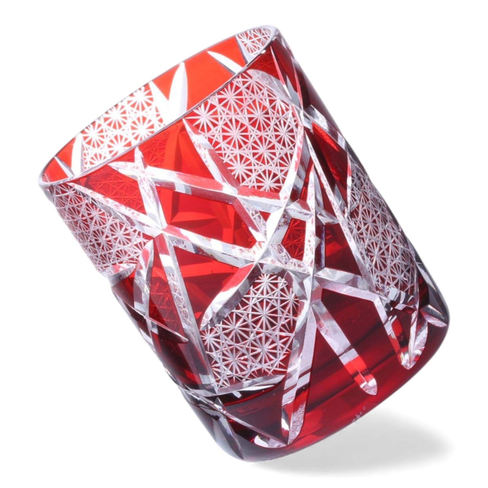 

Dinner Luxe Cut Glass Cup Rock Glass 210cc Ranbori Komon Red Kouga Takumi-fu 70xH90mm PNO.333941