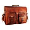 Vintage Briefcase Goat Leather Messenger Real Satchel Bag Brown Genuine Laptop