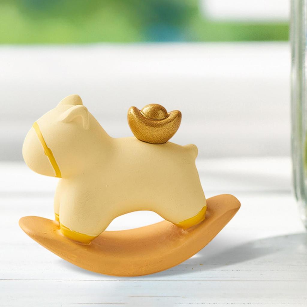 Rocking Horse Figurine Statue Collection Cute Tabletop Ornament Small Sculpture for Office Bookshelf Entrance Home Decoration