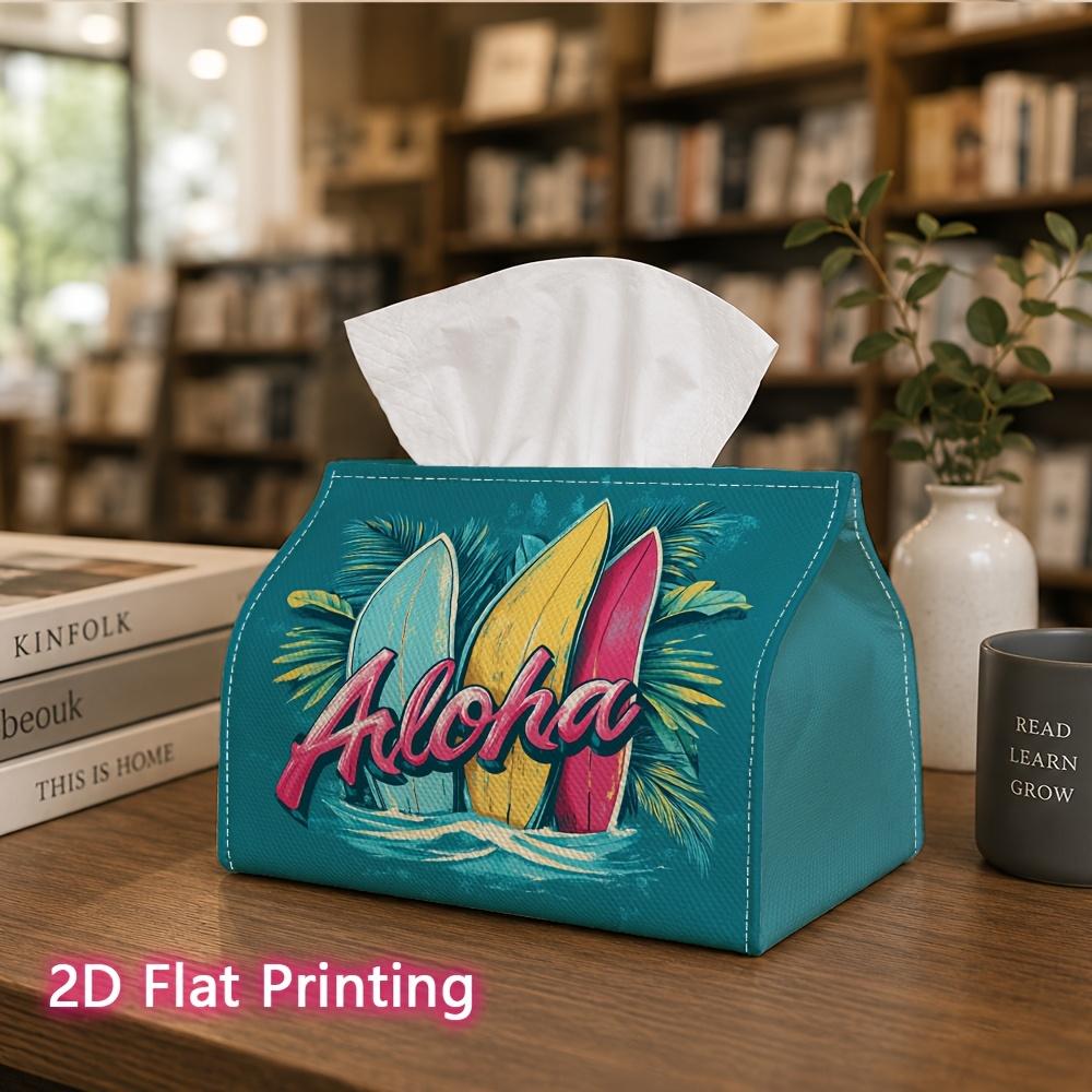 1pc, 2D Flat Printing, Tissue Box with Aloha Surfboard And Wave Patterns, Suitable for Bathrooms, Living Rooms, Bedrooms, Dressing Tables, Coffee Tabl