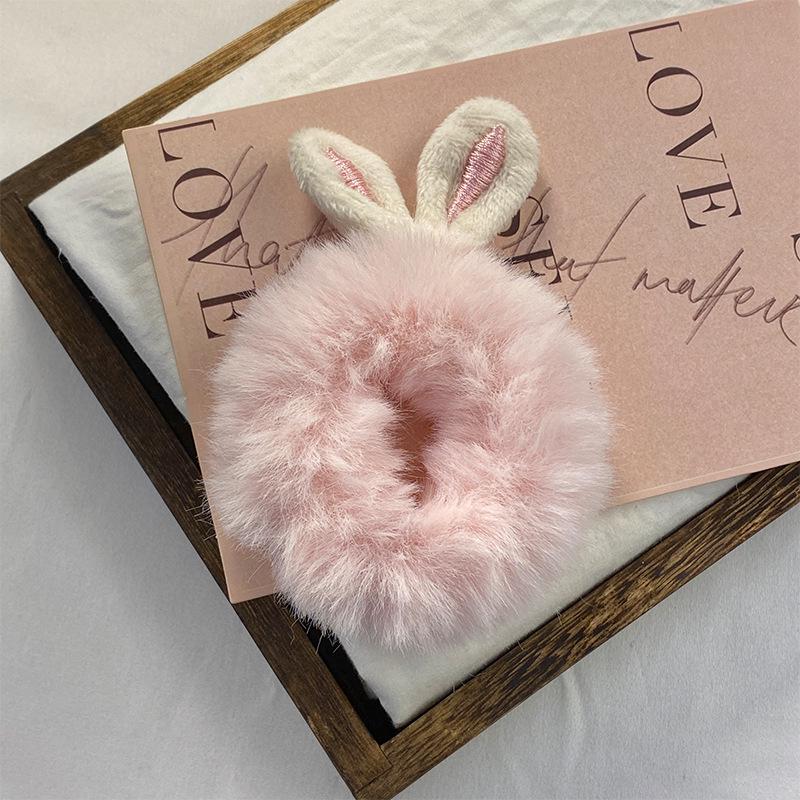 Koreańska Urocza Pluszowa Królicze Uszy Gumka do Włosów - Modny Dodatek w Stylu Mori Girl