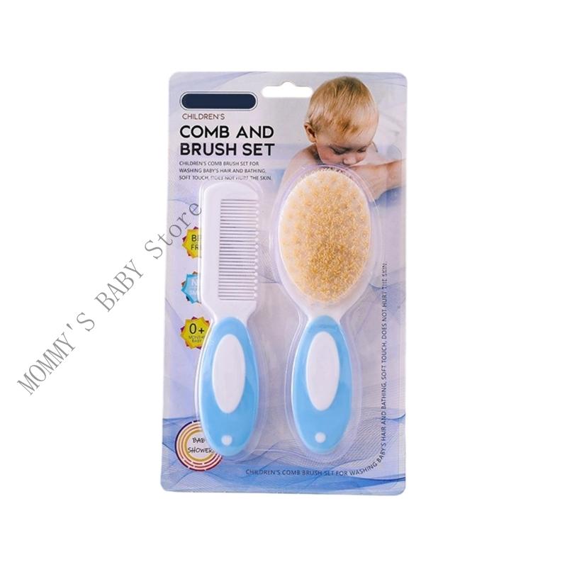 2Pcs Infant Bathing Brush Set Baby Showering Tool Includes Soft Hair Comb & Bath Brush for Sensitive Skin Care