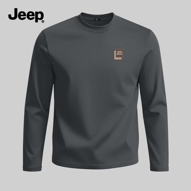 JEEP Men's Pure Cotton Crew Neck Long-Sleeve T-Shirt