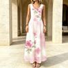 Women's Long Tank Dress Romantic Floral Sleeveless Lightweight Elegant Summer Dress for Beach Vacation Daily Outdoor & Beach Stroll