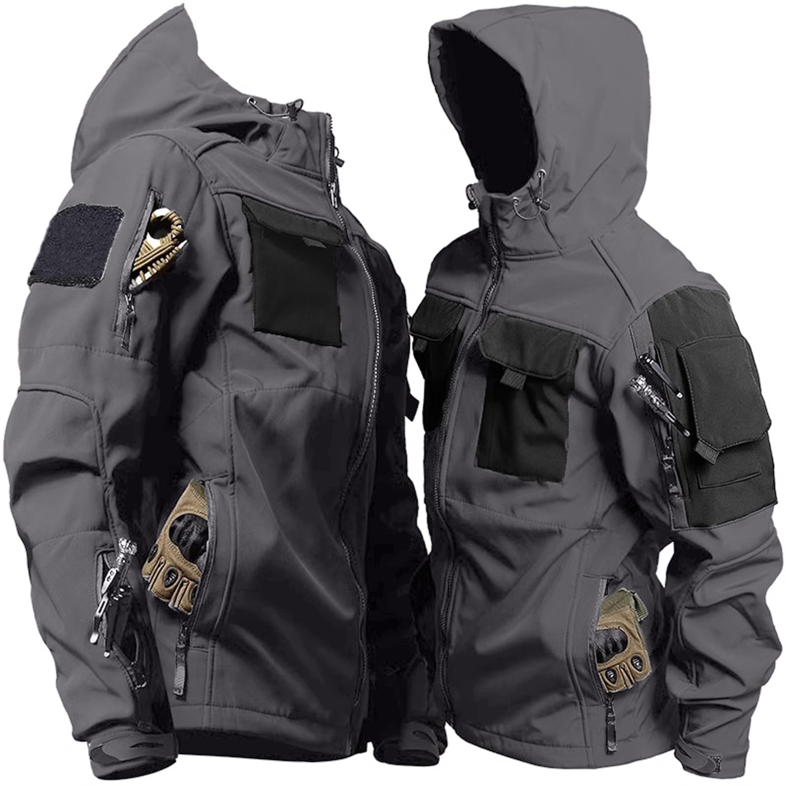 

YKS JOOB Softshell Outdoor Холодный Большой Размер S Мужская Куртка, На Флисовой Подкладке, Погодная, Тактическая, Водоотталкивающая, Ветрозащитная, С Капюшоном, Серая, Размер, серый